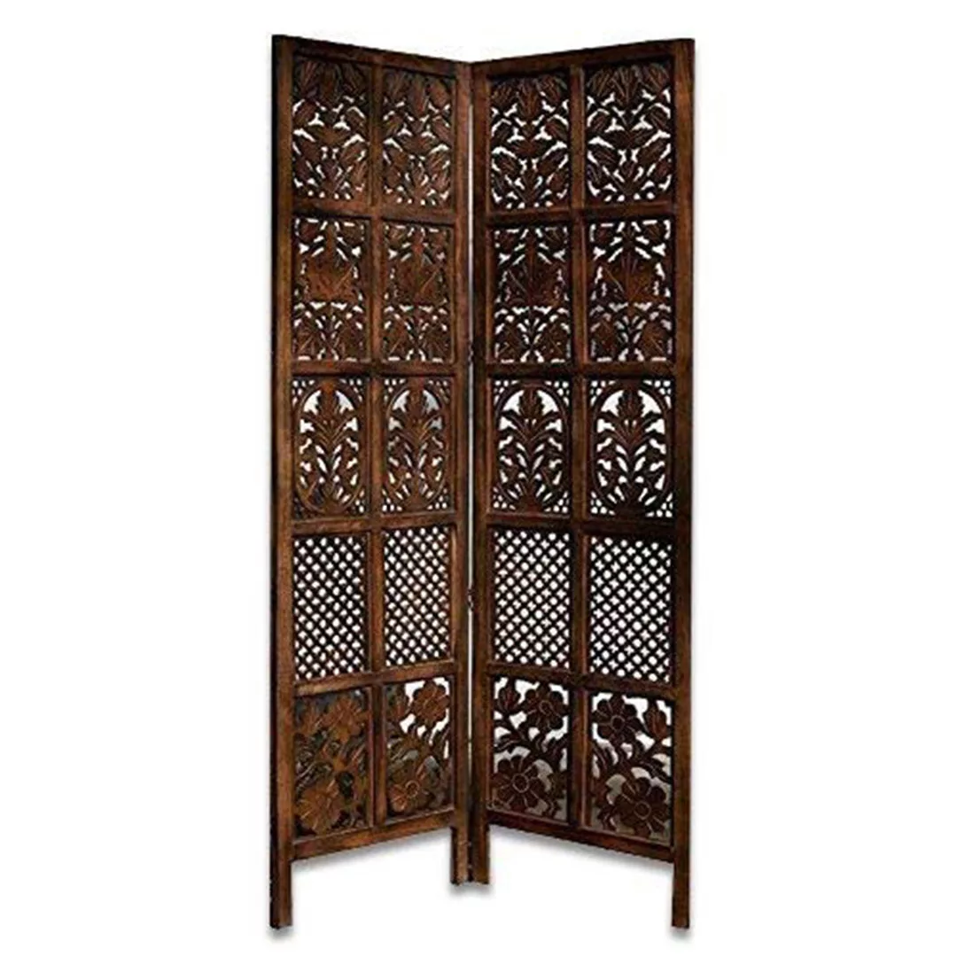 Room Divider 2 Panel in Mango Wood and MDF