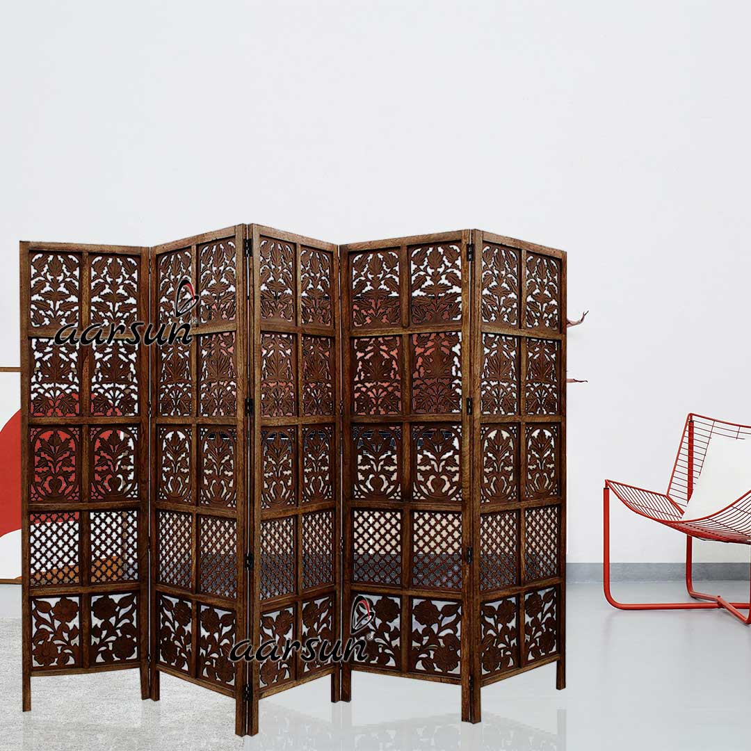 Room Divider 5 Panel in Mango Wood & MDF view 4