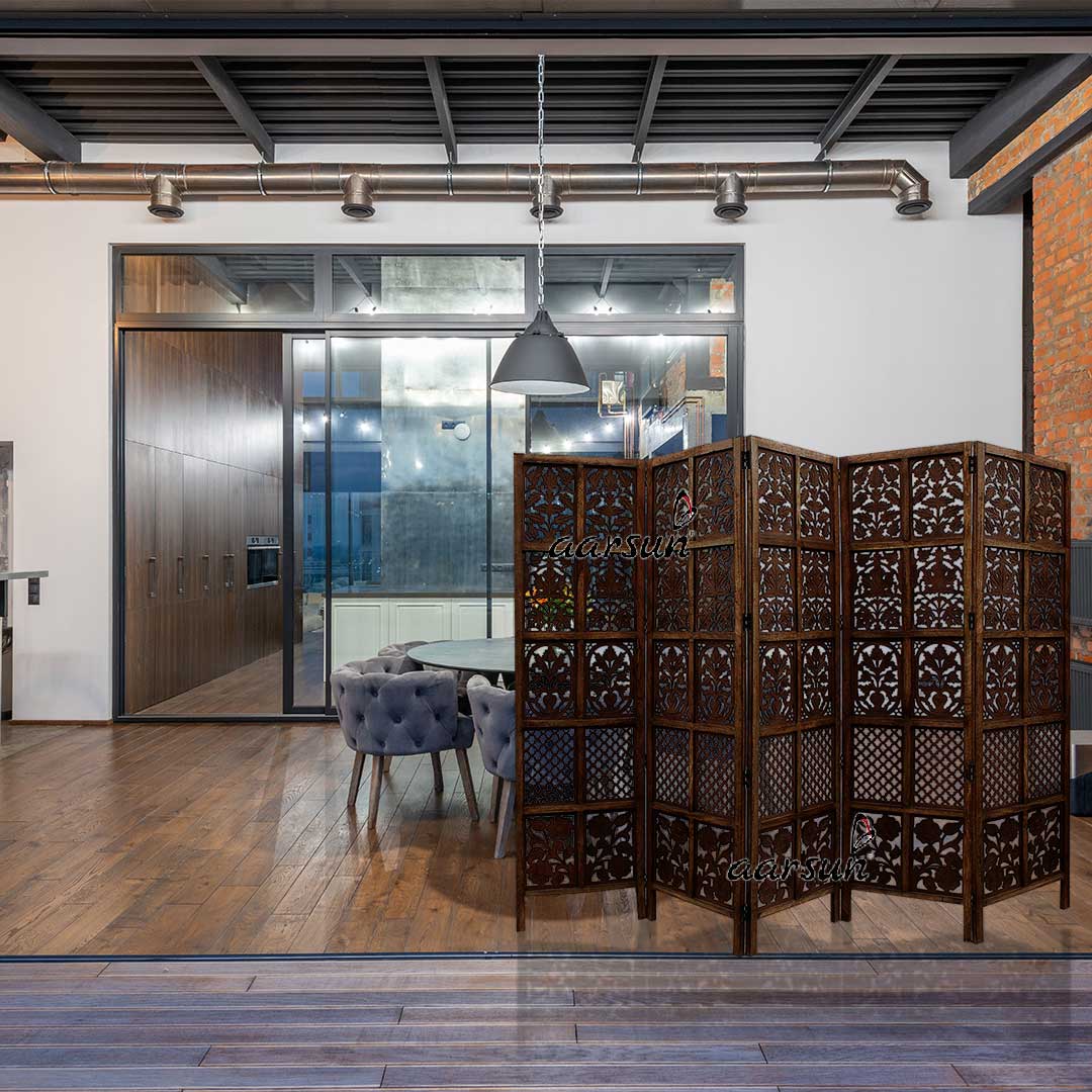 Room Divider 5 Panel in Mango Wood & MDF view 6