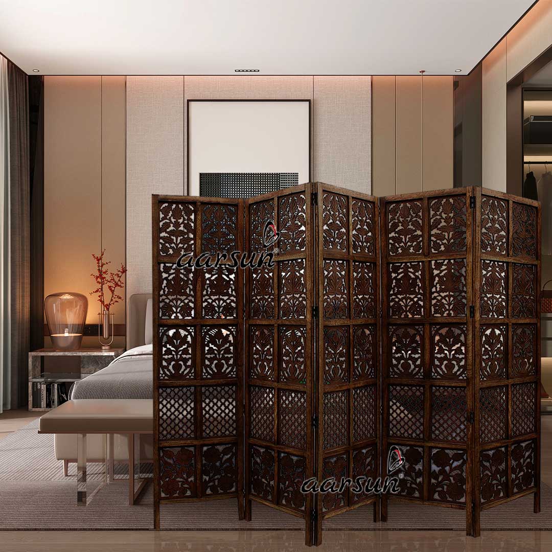 Room Divider 5 Panel in Mango Wood & MDF view 9