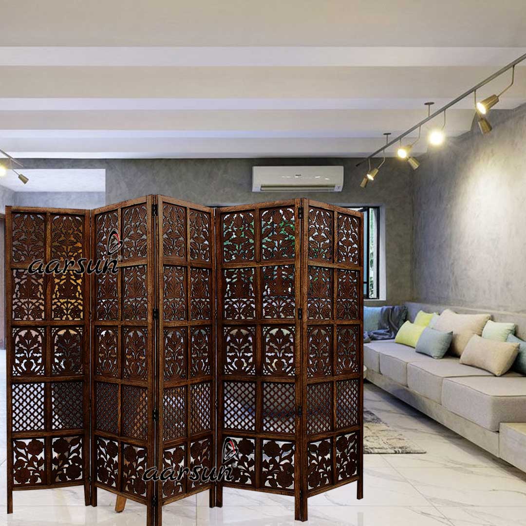 Room Divider 5 Panel in Mango Wood & MDF view 10