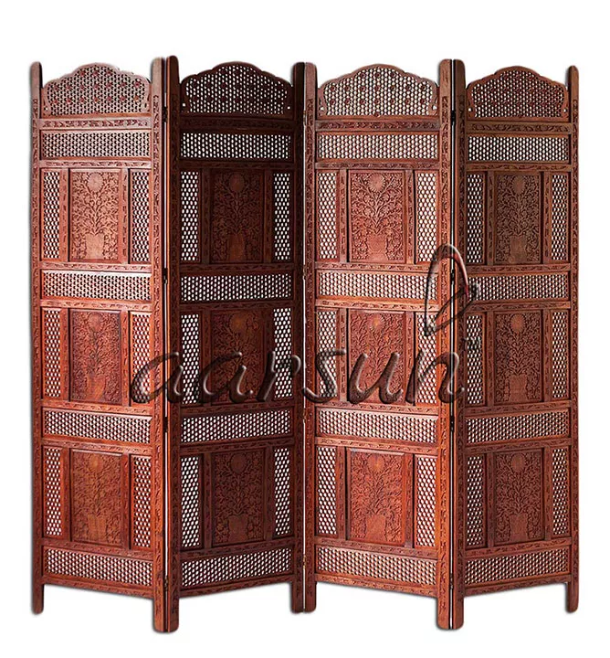 Room Divider with Floral Pattern in Sheesham Wood
